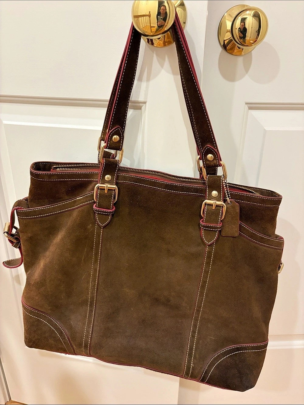 J McLaughlin Brown Suade Tote Bag